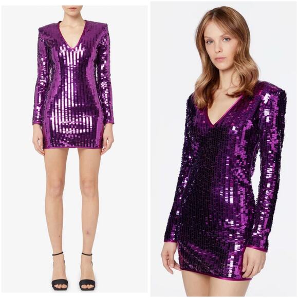 MVP Wardrobe Maria Vittoria Paolillo Purple Sequin Mini Dress Size 2 US / XS - Picture 1 of 11